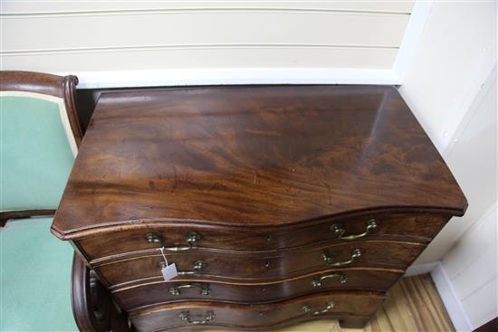 A George III mahogany serpentine chest, W.3ft D.1ft 7in. H.2ft 8in.